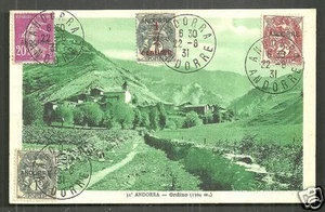 Andorra Ordino Hotel Pla 4 stamps overprint 1931 - Picture 1 of 1