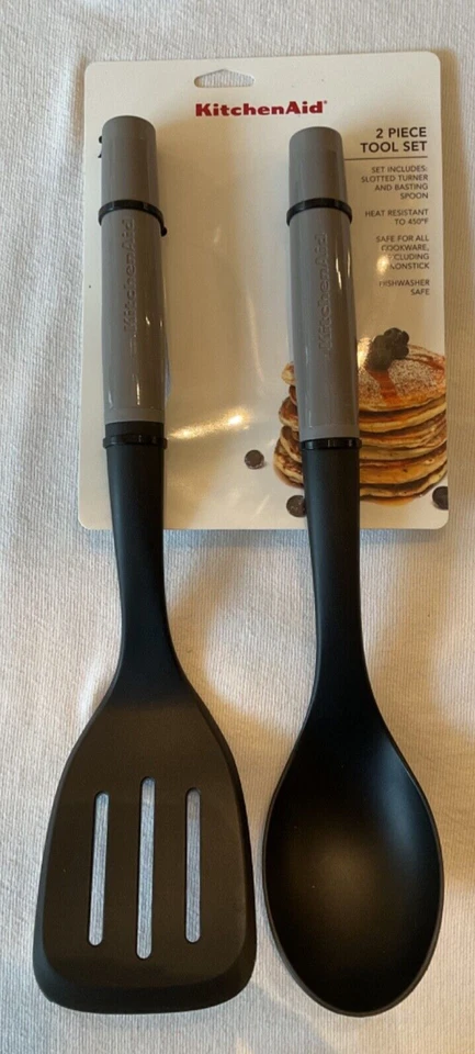 KITCHENAID TOOL SET GRAY SLOTTED TURNER BASTING SPOON HEAT RESISTANT TO 450 NIP - Image 1 of 1