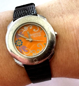 United Colors Of Benetton By Bulova Ladies Watch Quartz Orange Dial Runs - Picture 1 of 14