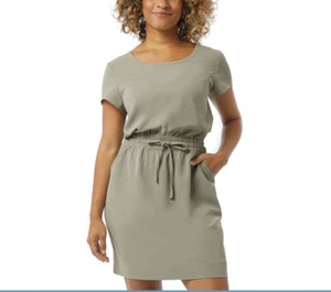 32 Degrees Cool Short Slv Drawstring Waist Twill Dress Green Women's Sz  S NWT - Picture 1 of 4
