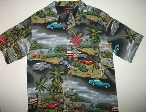 New Mens Covington Muscle Car Hawaiian Button Down Rayon Shirt Size Medium - Picture 1 of 2