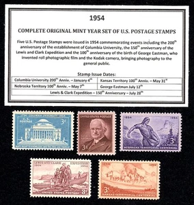 1954 JUEGO COMPLETO DE SELLOS POSTALES DE COLECCIÓN EE. UU. - Imagen 1 de 1