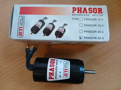 MOTOR DE AVIÃO DE CONTROLE REMOTO VINTAGE JETI MODELO SEM ESCOVAS PHASOR 45-3 - Imagem 1 de 4