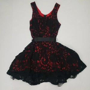 Rue 21 Lace Dress Young Women Child Size Medium Lined School Core Red/Black - Picture 1 of 8