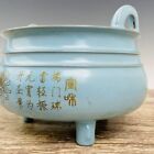 7“ China exquisite porcelain Song Dynasty Ru porcelain topic poetry furnace