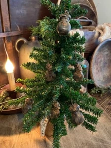 Primitive Snowman Ornaments  Blackened Wax Grubby Early Style Farmhouse Set of 6 - Picture 1 of 12