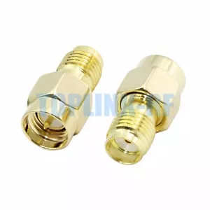 10x SMA Female Jack to SMA Male Plug RF Coax Adapter Ethernet WiFi Adapter Gold - Foto 1 di 5