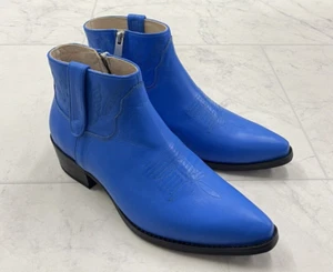 NIB ANINE BING $500 Axel Leather Western Booties In Blue Size: 39 (US 9) - Picture 1 of 7