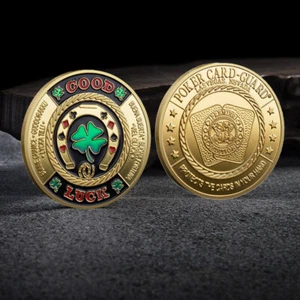 Gift Challenge Coin Collectible Medal Green Clover Good Luck Poker Chips Casino - Picture 1 of 12