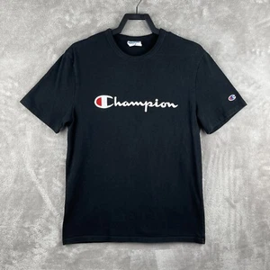 Champion Men’s Embroidered Logo Tee Shirt Black Size Medium - Picture 1 of 8
