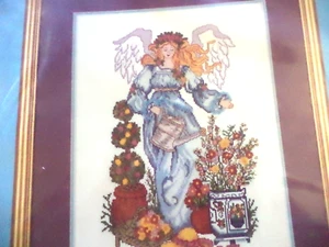 Candamar Designs Counted Cross Stitch Kit Blue Gardening Angel Picture - Picture 1 of 3