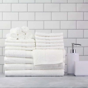 Mainstays Solid 18-Piece Bath Towel Set, White - Picture 1 of 4
