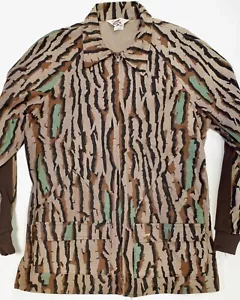 mens L vtg DUXBAK Tree Bark Camo DUXBARK Flannel LIGHTWEIGHT Hunting JACKET 🇺🇸 - Picture 1 of 6