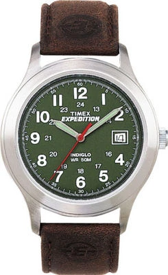 Timex T40051, Men's "Expedition" Brown Leather Watch, Indiglo, Date, NEW - image 1 of 2