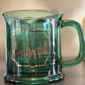 Atlanta, Georgia Souvenir Green Glass Mug By Culver - Made In USA -W/ 22kt Gold - Picture 1 of 6