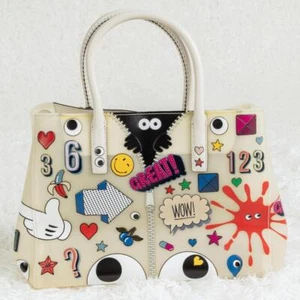 Anya Hindmarch Stickers All-Over Women's Leather Bag Tote Multicolor Used - Picture 1 of 9