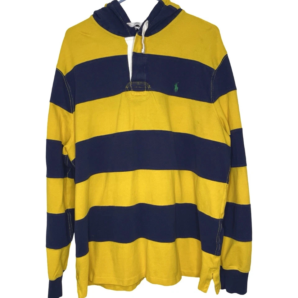 Camisa polo vintage Ralph Lauren con capucha estilo rugby a rayas para hombre XXL Foto 1 de 4