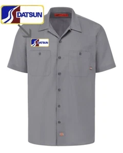 DATSUN Vintage Patch DICKIES Short Sleeve Mechanic Work Shirt Retro Classic S-5X - Picture 1 of 5