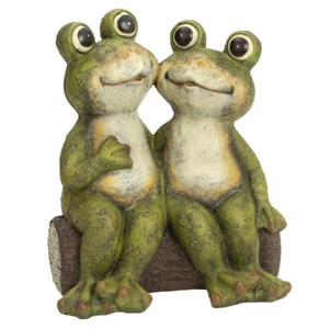 Deko Frosch Paar Garten 34,5 cm hoch Vorgarten Figur lachend Gartendekoration - Bild 1 von 1