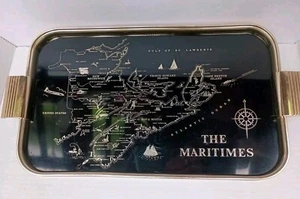 MCM Woodmet LTD Servizio Bar Vassoio Alluminio Marittimo Golfo di San Lorenzo Mappa LEGGI - Foto 1 di 24