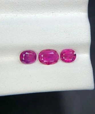 1 Ct Natural Untreat ruby Purplish Red Color 3 Piece gem's lot From Afghanistan - Image 1 of 4