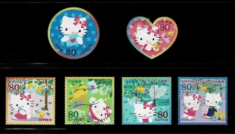 Japan 2009 Hello Kitty & Dear Daniel 80Y  Complete Used Set of 5 Sc# 3145 a-f Cover
