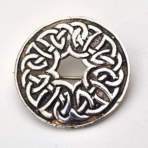 John Hart IONA, Antique Scottish Silver Brooch, Edinburgh Hallmarks, Celtic Knot - Picture 1 of 8