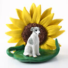 Whippet Sunflower Figurine Gray