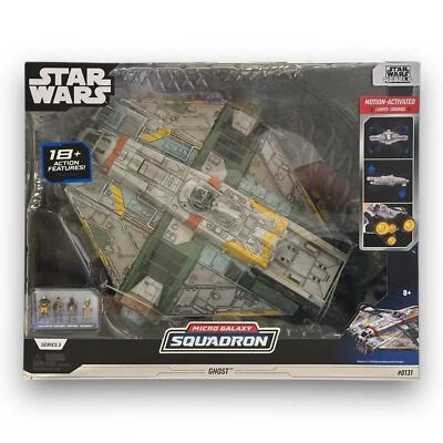 Jazwares Star Wars Micro Galaxy Ghost 15" Vehicle Lights Sounds 4 Micro Figures - Image 1 of 4