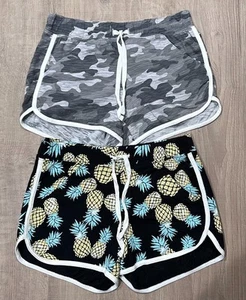 Justice Girls Lot of 2 Dolphin Shorts - Pineapple and Grey Camo - Size 12 - Picture 1 of 13