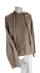 Maglione donna Quince piccolo marrone puro cashmere felpa con cappuccio pullover a costine - Foto 1 di 8