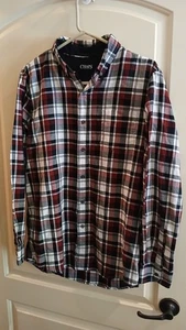 Chaps Plaid Button Up, Medium, Red, White, Black Long Sleeve - Picture 1 of 7
