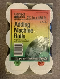 NEW 6 Rolls of PERFECT PRINT 2 1/4” Adding Machine Rolls 2 1/4” X 3” X 150 Ft - Picture 1 of 6