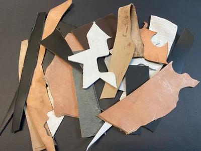 CLAYTON LEATHER 1 KG KONVOLUT ENGLISCH VEG HELLBRAUN UND CHROM GEMISCHT LEDER ABLEGER NATUR BASTELN