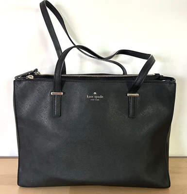 Bolso de Mano Kate Spade Cedar Street Jensen Cuero Saffiano Negro Trabajo Silencioso Lujo Foto 1 de 4