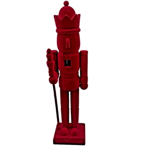 "Cascanueces de terciopelo borgoña Navidad gran estilo moda 15"" de alto" - Imagen 1 de 5