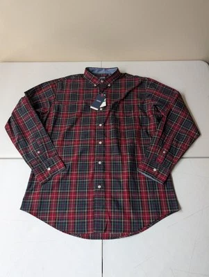 IZOD Long Sleeve Button Down Shirt Mens Large Red Green Plaid NWT NEW - Image 1 of 4