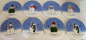 Snowman Coasters  2 Sets St. Nicholas Square "Button Up" Holiday, Christmas 8pc - Picture 1 of 4