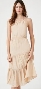 Abito midi donna FOREVER 21 avena beige a strati con bretelle schiena aperta taglia M - Foto 1 di 6