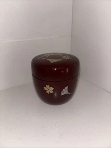 Japanese Lacquer Tea caddy Natsume adorned~2.5” ~MINT - Picture 1 of 8