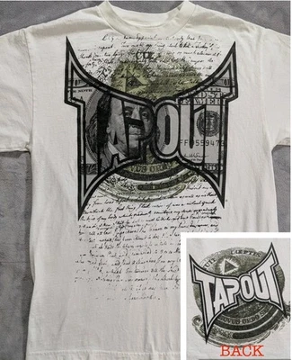 Vintage Y2K Tapout T-Shirt Mens Letter Graphic Print Streetwear Hang Tag Tap Out - Image 1 of 4