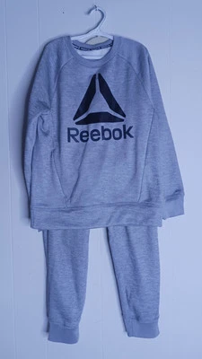 REEBOK Gray Long Sleeve Sweatshirt And Jogger Pant Set Youth Boys Size M (8) - Image 1 of 4