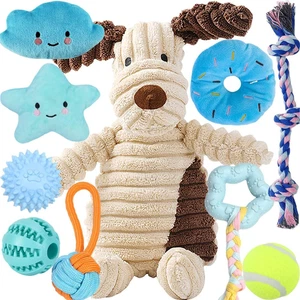 10 Stück Welpen Spielzeug Set - Plüsch Hundespielzeug Mit Quietscher, Kauspielze - Bild 1 von 12