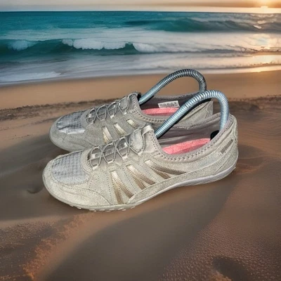 SKECHERS Mujer Talla 8.5 M Zapatos Marrón Moda Tenis Cuero 23020 Yoga Gimnasio Foto 1 de 4