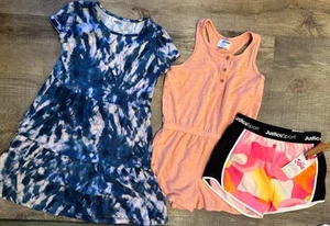 Old Navy & Justice Lot Of 3 Girls Clothes Shorts, Romper, Dress Unworn Sz 10-12 - Picture 1 of 2