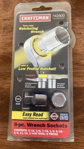 Craftsman 42800 8pc SAE Low Profile Wrench Sockets Set USA 5/16 - 3/4 42800 - Foto 1 di 7