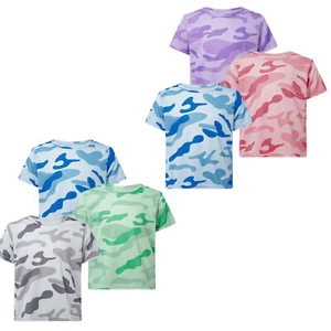 Kids Sports T-Shirt Quick Dry Camouflage Print Pullover Tees Running Training - Picture 1 of 18