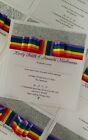 10 handmade wedding/evening invitations, Gay pride, rainbow theme