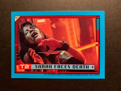 Terminator 2 (T2) Trading Card / Sticker #33 ( 1991 ) SARAH FACES DEATH - Image 1 of 2