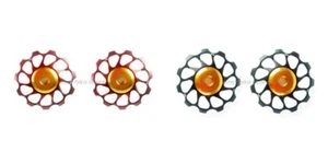 2pcs Alloy Rear Derailleur Pulley 11T /10T Jockey Wheels Shimano SRAM RED BLACK - Picture 1 of 5